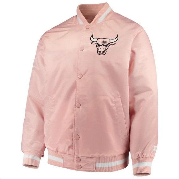 Starter Chicago Bulls Jacket Pink Satin NBA Bomber - Picture 3 of 7